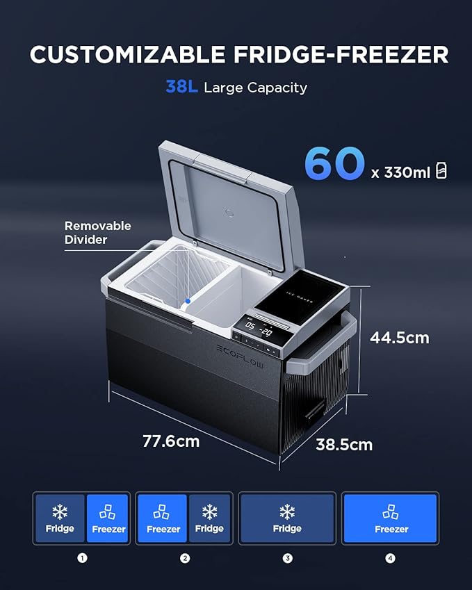 EcoFlow ZYDBX100-UK GLACIER 38L Mini Fridge Freezer with Ice Maker
