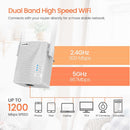 Tenda A18 AC1200 WiFi Range Extender Gigabit WiFi Repeater with 100 Mbps LAN Port, Dual Banda 2.4GHz 300Mbps+5GHz 867Mbps, Hide SSID, WPS Function, Encryption Mode
