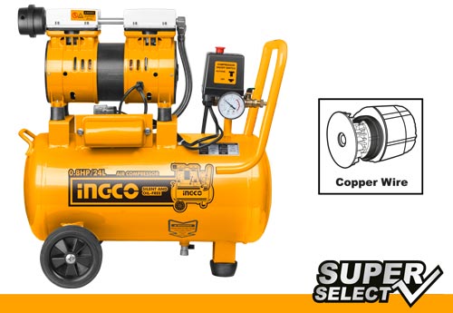 Ingco ACS175241-8 Silent And Oilfree Air Compressor 24lit 
