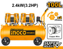Ingco ACS2241001 100L Oil free Sound Less Air Compressor With 3.2 HP Copper Winding Motor