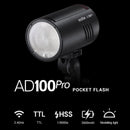 Godox AD100 PRO 100W 2.4G TTL Battery Powered Pocket Flash Strobe Monolight