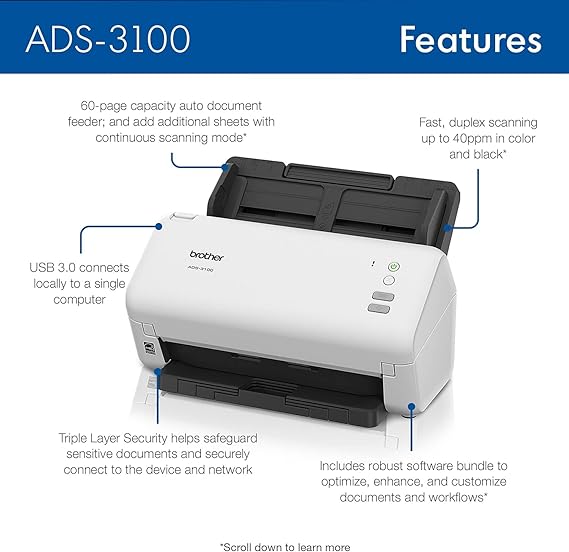 Brother ADS-3100 High-Speed Desktop Scanner