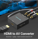 Vention AEEB0 HDMI to RCA Converter - 1080P HD, Widely Compatible, Audio and Video Transmit Synchronically, Metal Type