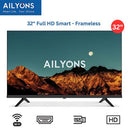 AIilyons LST3208W 32" ,Frameless Smart Android 11 TV Full HD Netflix TV YouTube Energy Saving, HDMI USB Ports Wide Voltage Design