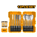 Ingco AKDL1201 12 Pcs flat wood drill bits set