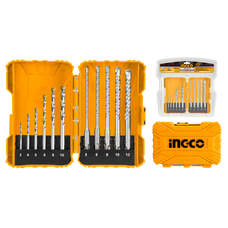 Ingco AKDL31101 11 PCS Concrete And Hammer Drill Bit Sets