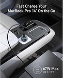Anker 335 67W car charger charging a laptop
