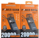 Amaya APW-01 Power Bank 20000mAh fast charging with 4 lines for iPhone, Type C, Micro and USB ports