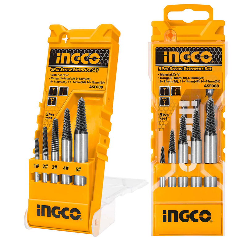 Ingco ASE008 5pcs Screw Extractor Set