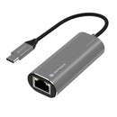 Light Wave C-RJ45-Gigabit Type-C to RJ45 Gigabit Ethernet Adapter in Space Grey showing USB-C plug and LAN port