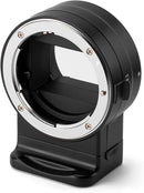 Viltrox NF-E1 lens adapter three-quarter angle view showing electronic contacts and USB cap