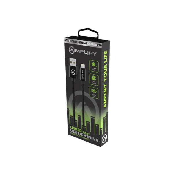 Amplify  AMP-20009-BKSA Linked USB to Lightning Braided Cable