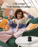 Anker 25W USB-C fast charger connected to a smartphone with 5ft cable