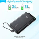 Anker Zolo A110EH11 20,000mAh 22.5W Power Bank - High-capacity fast-charging portable backup with Built-in USB-C Cable for smartphones, tablets and USB-C devices