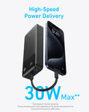 Anker PowerCore A1384H11 20000mAh 30W Power Bank - High-speed portable backup charging for phones, tablets and USB-C devices on the go