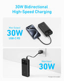 Anker PowerCore A1384H11 20000mAh 30W Power Bank - High-speed portable backup charging for phones, tablets and USB-C devices on the go