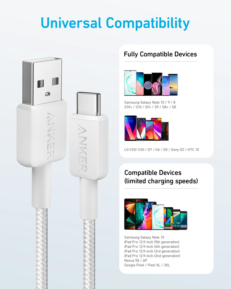 Anker 322 USB-A to USB-C Braided Charging 15W Cable (3ft)