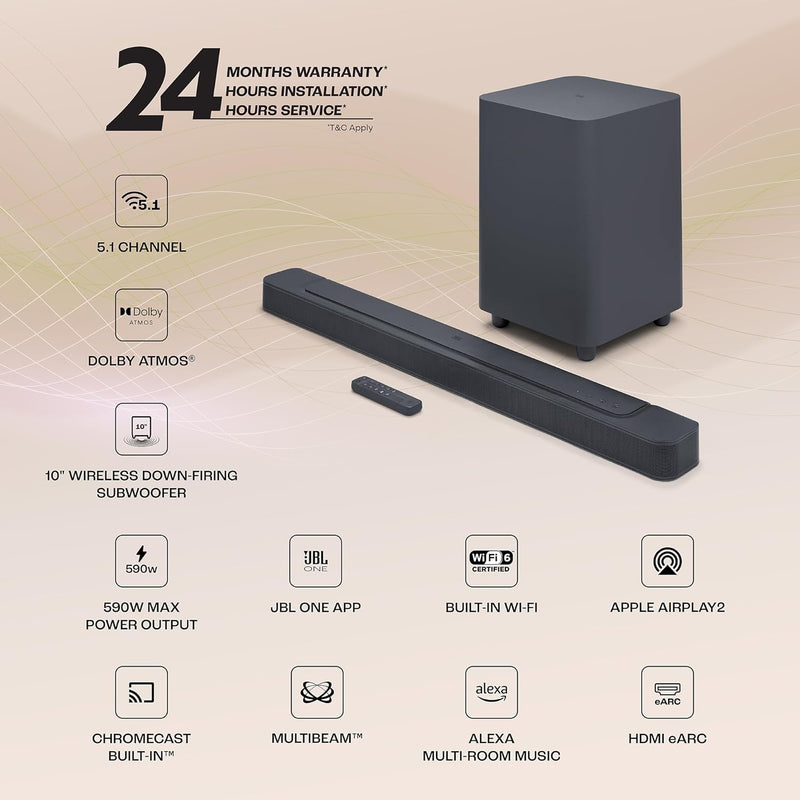 JBL Bar 500 5.1-Channel With MultiBeam And Dolby Atmos Soundbar