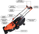 Black + Decker BEMW471BH-GB 38cm 1600W Electric Lawn Mower – Powerful Corded Grass Cutter