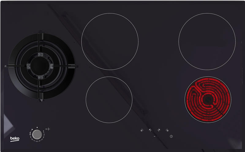 Beko BHG901 90cm Built-in Dual Fuel Gas Cooker Hob with 4 Vitroceramic Plates + 1 Wok Burner