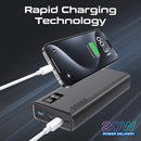 Promate BOLT-20PD 20000mAh PD Fast Charging USB-C Power Bank – For Smartphones, Tablets, Travel, and High Capacity Portable Charging