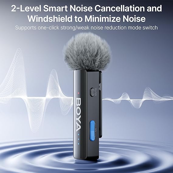BOYA BOYALINK 2 Wireless Lavalier Microphone for iPhone Camera Android, 48 KHz 24 Bit