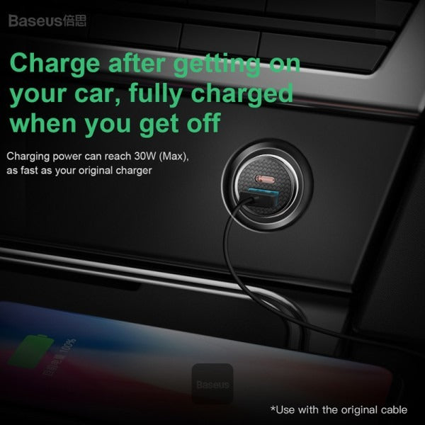 Baseus CCALL-YS01 Car Charger Circular Plastic A+C 30w PPS