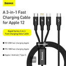 Baseus CAMLT-SC01 Fast Charging Cable Type C 3-In-1 Rapid Series 1.5M