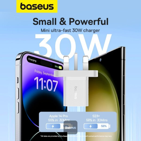 Baseus GaN5 Fast Charger Type-C Mini 30W UK Plug