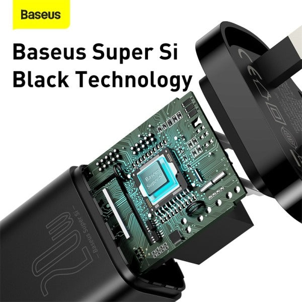 Baseus TZCCSUP-K01 fast wall charger 20W Super Si 1C USB Type C UK + USB Type C 