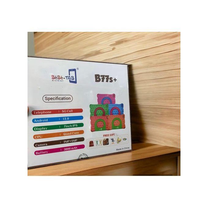 BebeTab B77s 6GB RAM,256GB kids tablet USB, Wi-Fi,GSM capacity 3000mAh,Display: 7″ HD Capacitive Screen, 1024 x 600 Pixels,Camera: 5MP Rear, 2 MP Front