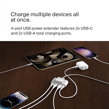 Belkin BUZ001bt2MBKB7 4-Port USB Power Extender with built in 2m Cable