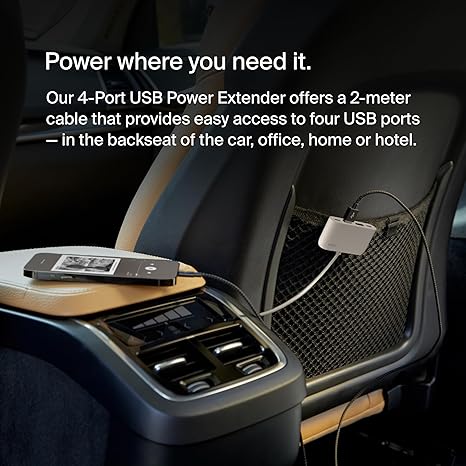 Belkin BUZ001bt2MBKB7 4-Port USB Power Extender with built in 2m Cable ...