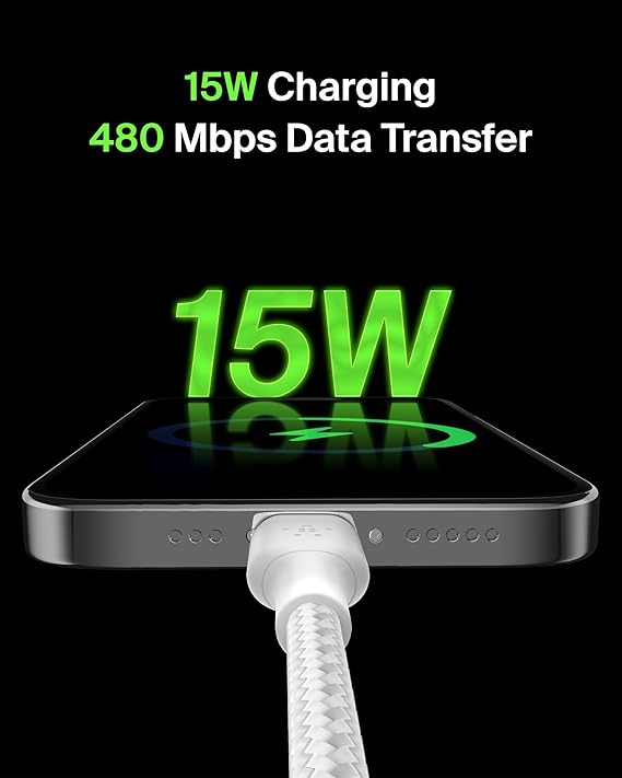 Belkin CAB002BT1MWH Braided USB-A to USB-C Cable 1M – White 