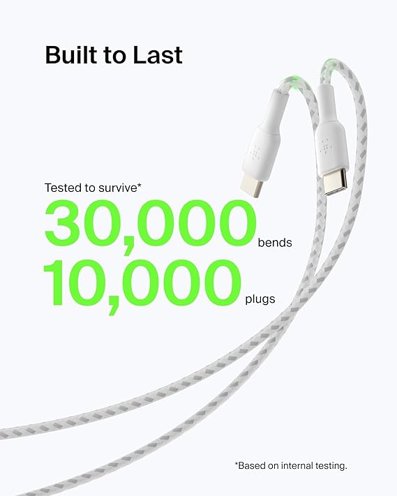 Belkin CAB002BT1MWH Braided USB-A to USB-C Cable 1M – White 