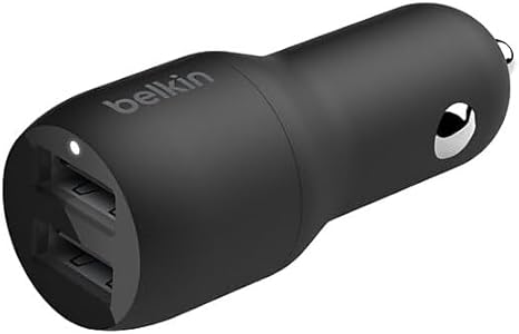 Belkin CCB001BTBK Boost Charge Dual USB Car Charger 24 W+USB-A to USB-C cable