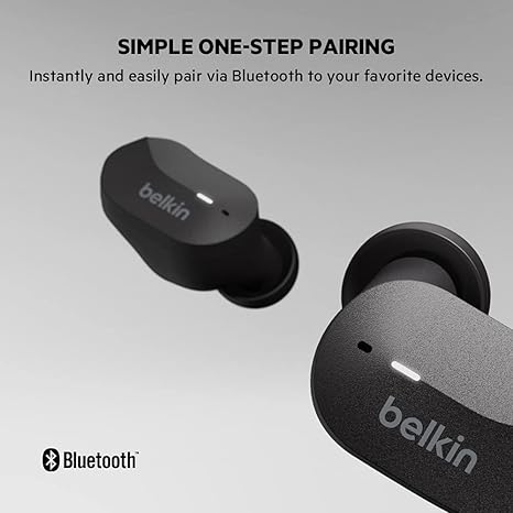 Belkin PAC002BTBK-GR Sounform True Wireless Stem Earbuds With Wireless Charging