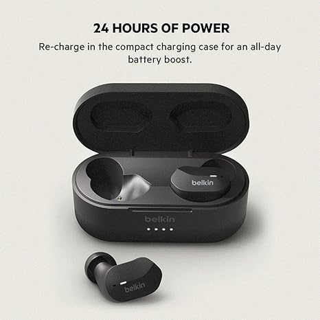 Belkin PAC002BTBK-GR Sounform True Wireless Stem Earbuds With Wireless Charging