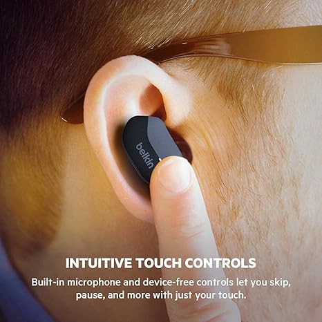 Belkin PAC002BTBK-GR Sounform True Wireless Stem Earbuds With Wireless Charging