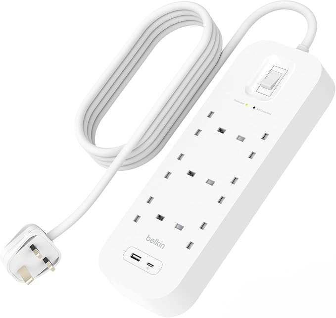 Belkin SRB002ar2M 6-Outlet Surge Protector Power Strip,18W, USB A + C