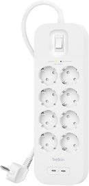 Belkin SRB003ar2M Surge 8 sockets, 900J, 2M, 18W, USB A + C