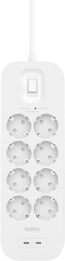 Belkin SRB003ar2M Surge 8 sockets, 900J, 2M, 18W, USB A + C