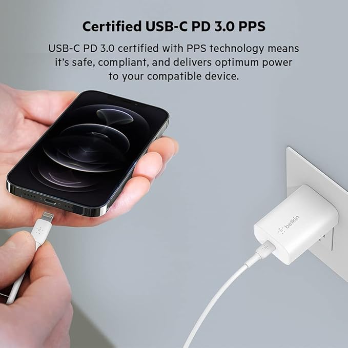 Belkin WCA004MYWH 25W wall charger,USB charger plug with USB-C Power