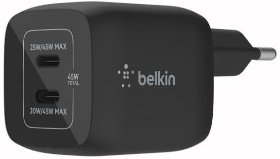Belkin WCH011MYBK BoostCharge Pro Dual 45W USB-C GaN Wall Charger