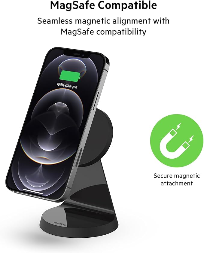 Belkin WIB003BTBK Wireless Charger Stand With Magsafe And Boost Charger 7.5W 