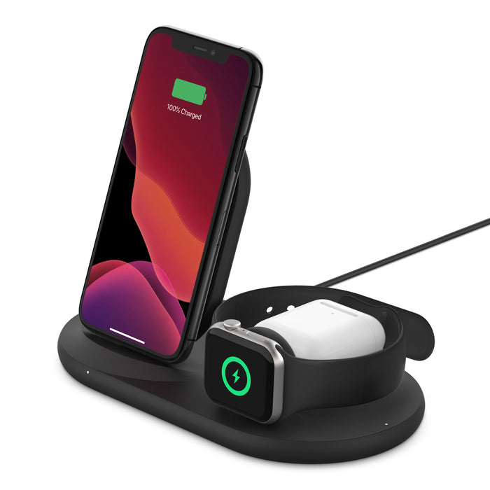 Belkin WIZ001MYBK Boost Charger 3-IN-1 Wireless Charger For Apple Iphone, APPLE Watch And Airpods