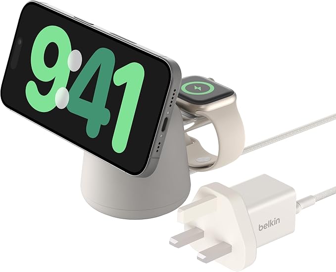 Belkin WIZ010MYBK Boost Charge Pro 2-in-1 Wireless Charging Dock with MagSafe 15W