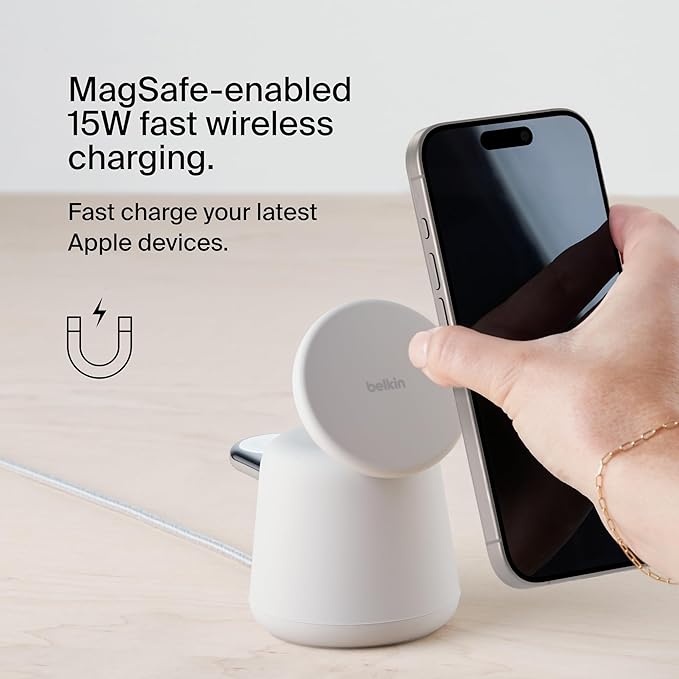 Belkin WIZ010MYBK Boost Charge Pro 2-in-1 Wireless Charging Dock with MagSafe 15W