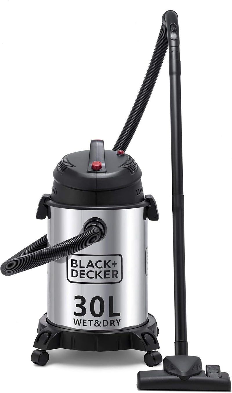 Black & Decker WV1450-B5 Vacuum Cleaner, 1610W 30L Wet and Dry Stainless Steel