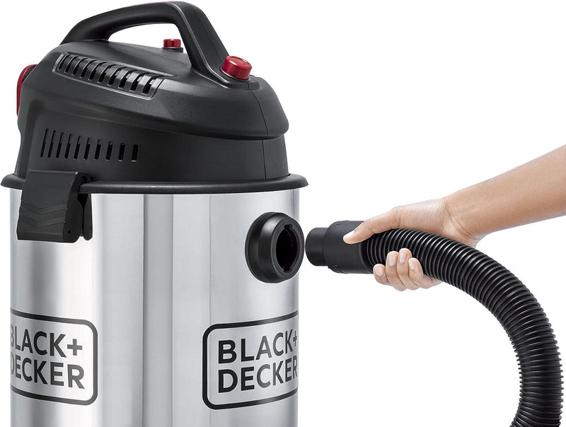 Black & Decker WV1450-B5 Vacuum Cleaner, 1610W 30L Wet and Dry Stainless Steel